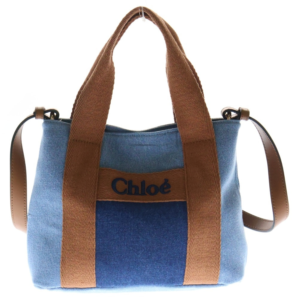 Chloe(クロエ) LOGO TOTE BAG C20355 バイカラー ロゴ トートバッグ ショルダーバッグ レディース ブルー