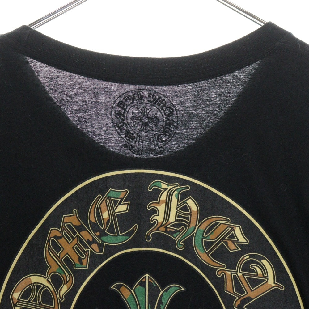 CHROME HEARTS(クロムハーツ) Camo Horseshoe L/S Tee カモホースシュー クルーネック長袖Tシャツカットソー ブラック/カーキ