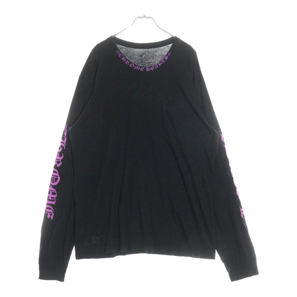 CHROME HEARTS(クロムハーツ) Neck Logo L/S Tee ネックロゴ プリント長袖Tシャツ カットソー ブラック/パープル