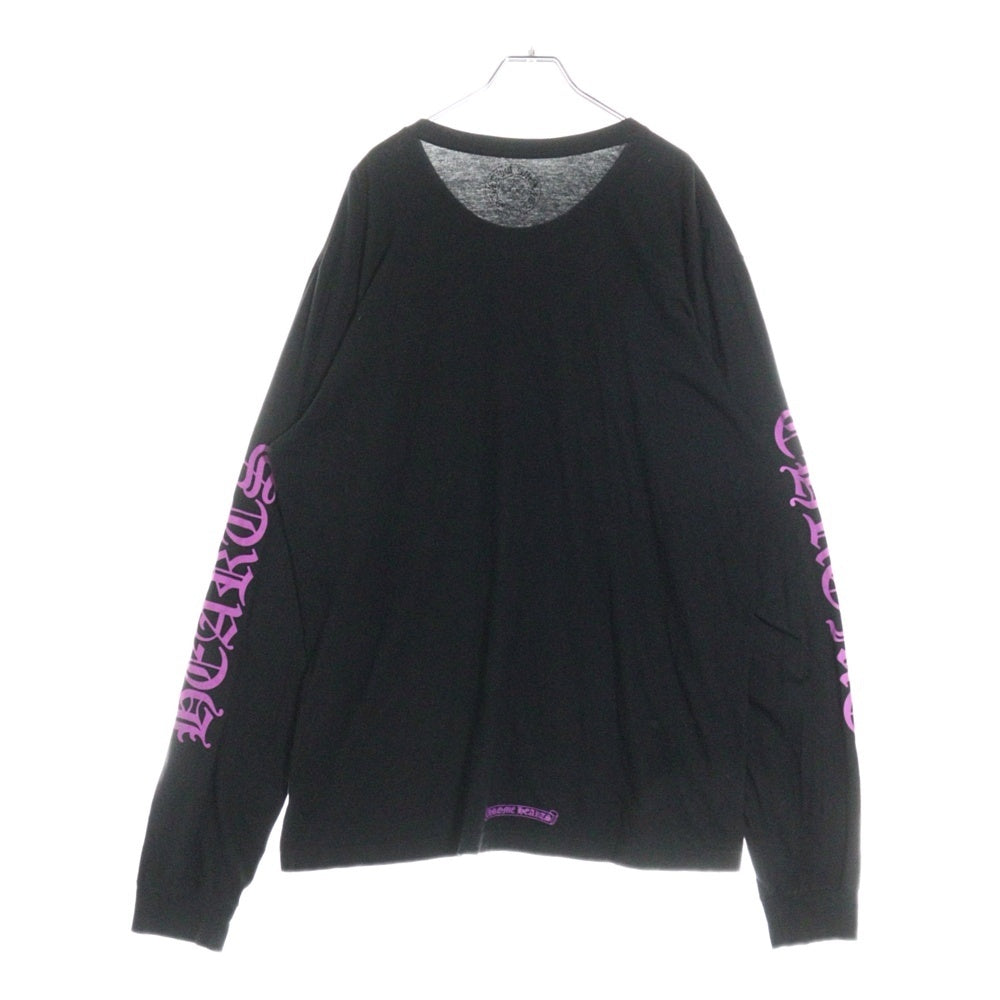 CHROME HEARTS(クロムハーツ) Neck Logo L/S Tee ネックロゴ プリント長袖Tシャツ カットソー ブラック/パープル