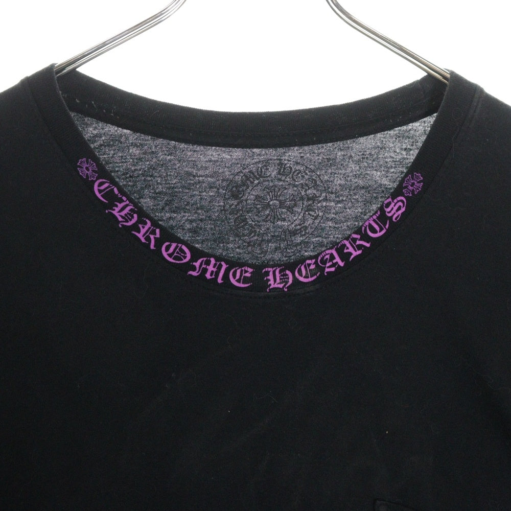 CHROME HEARTS(クロムハーツ) Neck Logo L/S Tee ネックロゴ プリント長袖Tシャツ カットソー ブラック/パープル