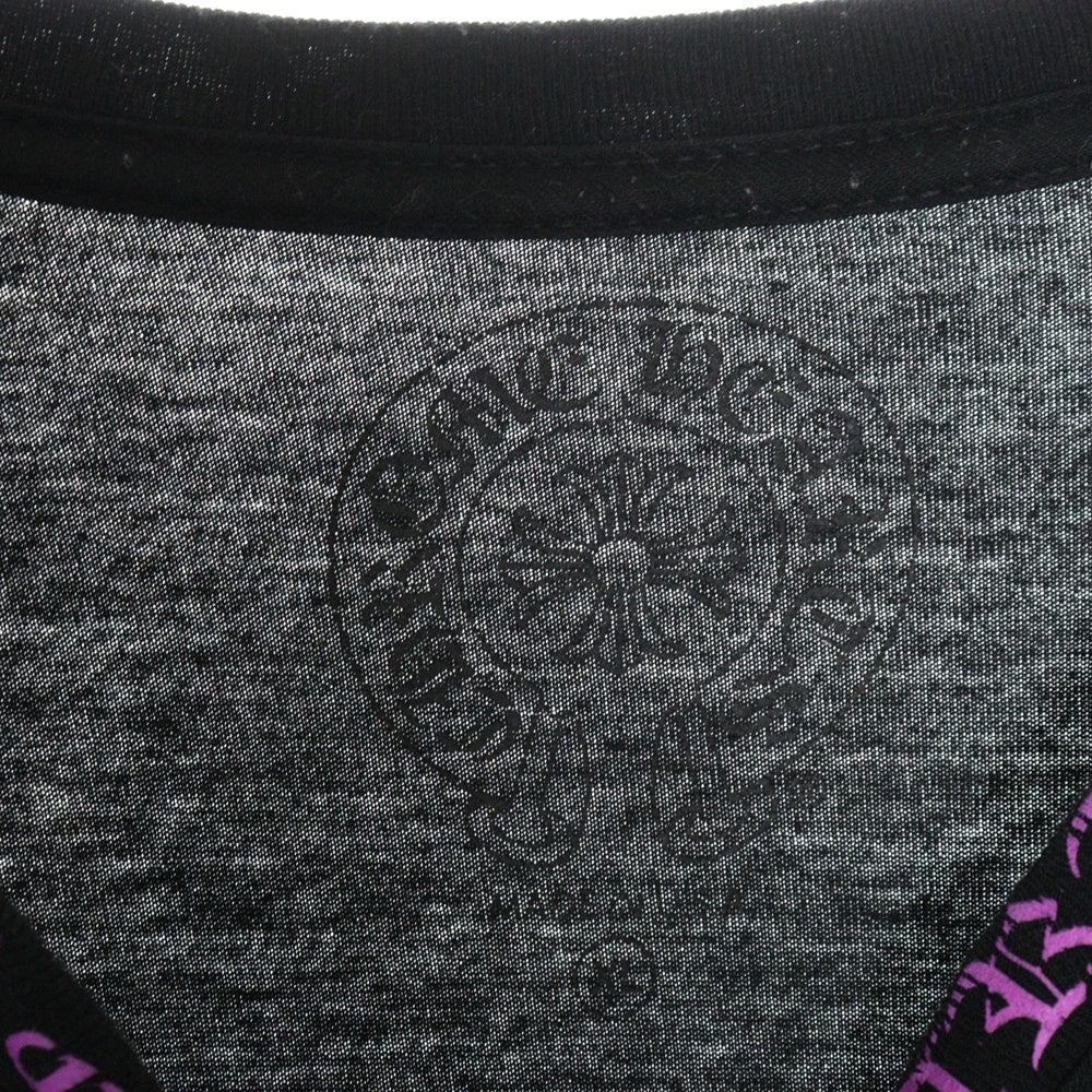 CHROME HEARTS(クロムハーツ) Neck Logo L/S Tee ネックロゴ プリント長袖Tシャツ カットソー ブラック/パープル