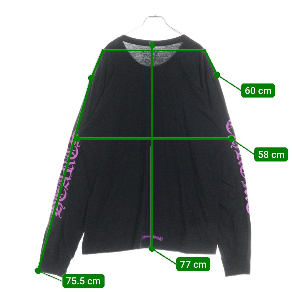CHROME HEARTS(クロムハーツ) Neck Logo L/S Tee ネックロゴ プリント長袖Tシャツ カットソー ブラック/パープル