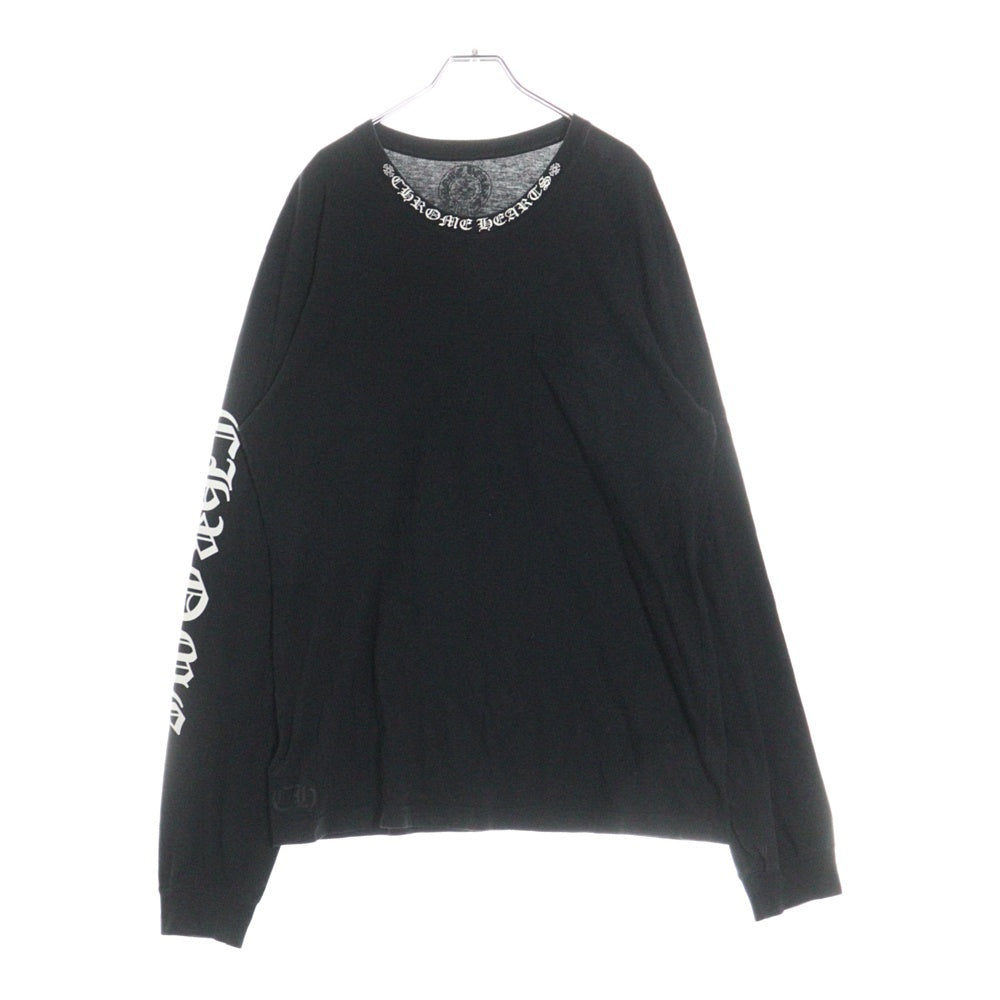 CHROME HEARTS(クロムハーツ) Neck Logo L/S Tee ネックロゴ プリント長袖Tシャツ カットソー ブラック/ホワイト