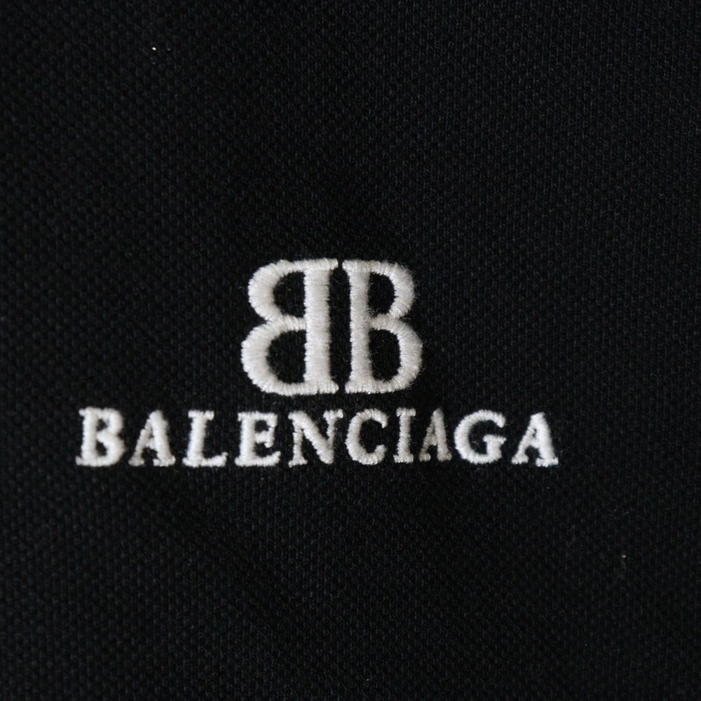 BALENCIAGA(バレンシアガ) 24SS BBロゴ刺繍オーバーサイズ半袖ポロシャツ 791001 TQVM7 ブラック