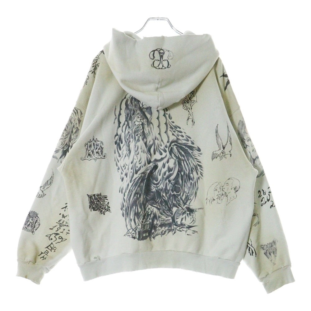 BALENCIAGA(バレンシアガ) 24SS Graffiti Zip Up Hoodie グラフィティ ダメージ加工 ジップアップスウェット フーディー ホワイト 770939 TQVK1
