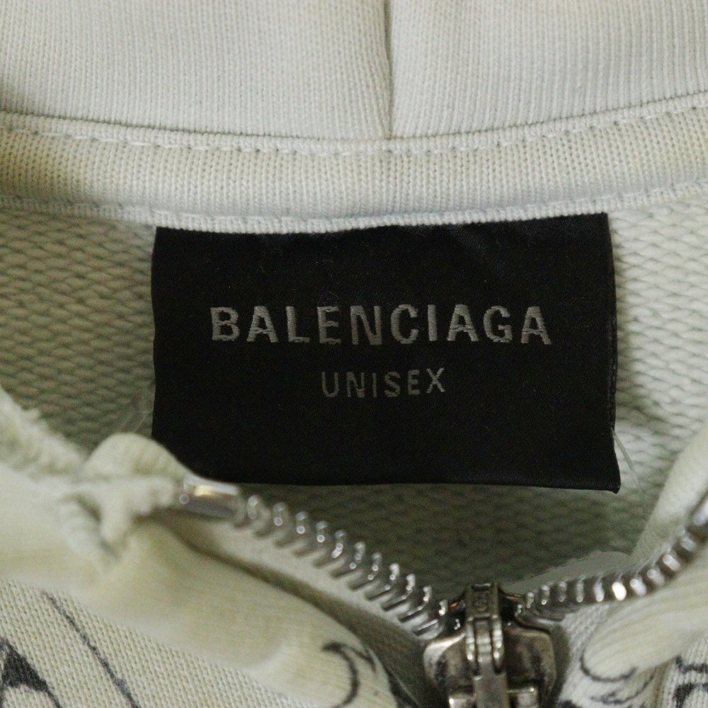 BALENCIAGA(バレンシアガ) 24SS Graffiti Zip Up Hoodie グラフィティ ダメージ加工 ジップアップスウェット フーディー ホワイト 770939 TQVK1