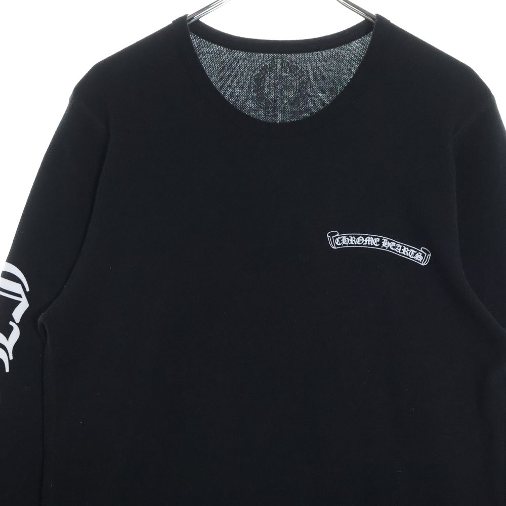 CHROME HEARTS(クロムハーツ) Thermal L S 袖ロゴプリントサーマル長袖カットソー ブラック
