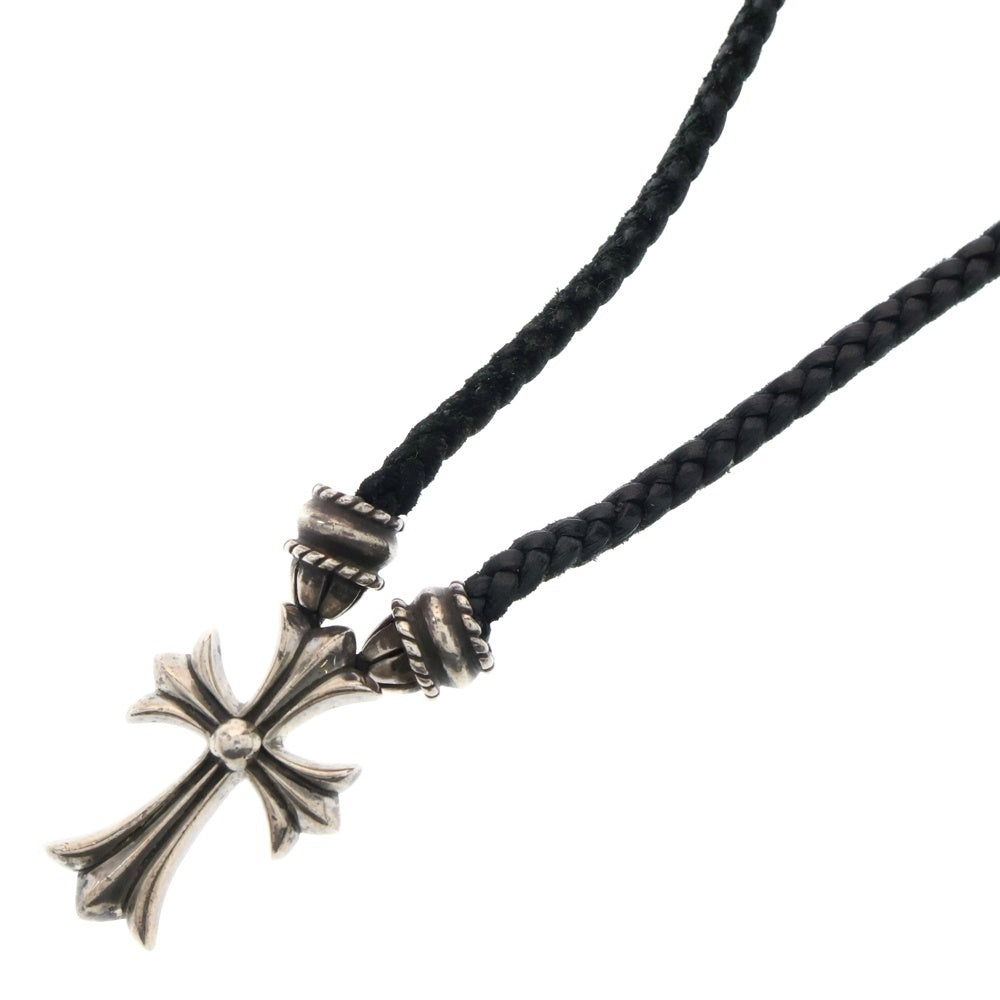 CHROME HEARTS(クロムハーツ) CH CRS SML CL スモールCHクロス クリンプト レザーブレイド ネックレス シルバー/ブラック BCA217