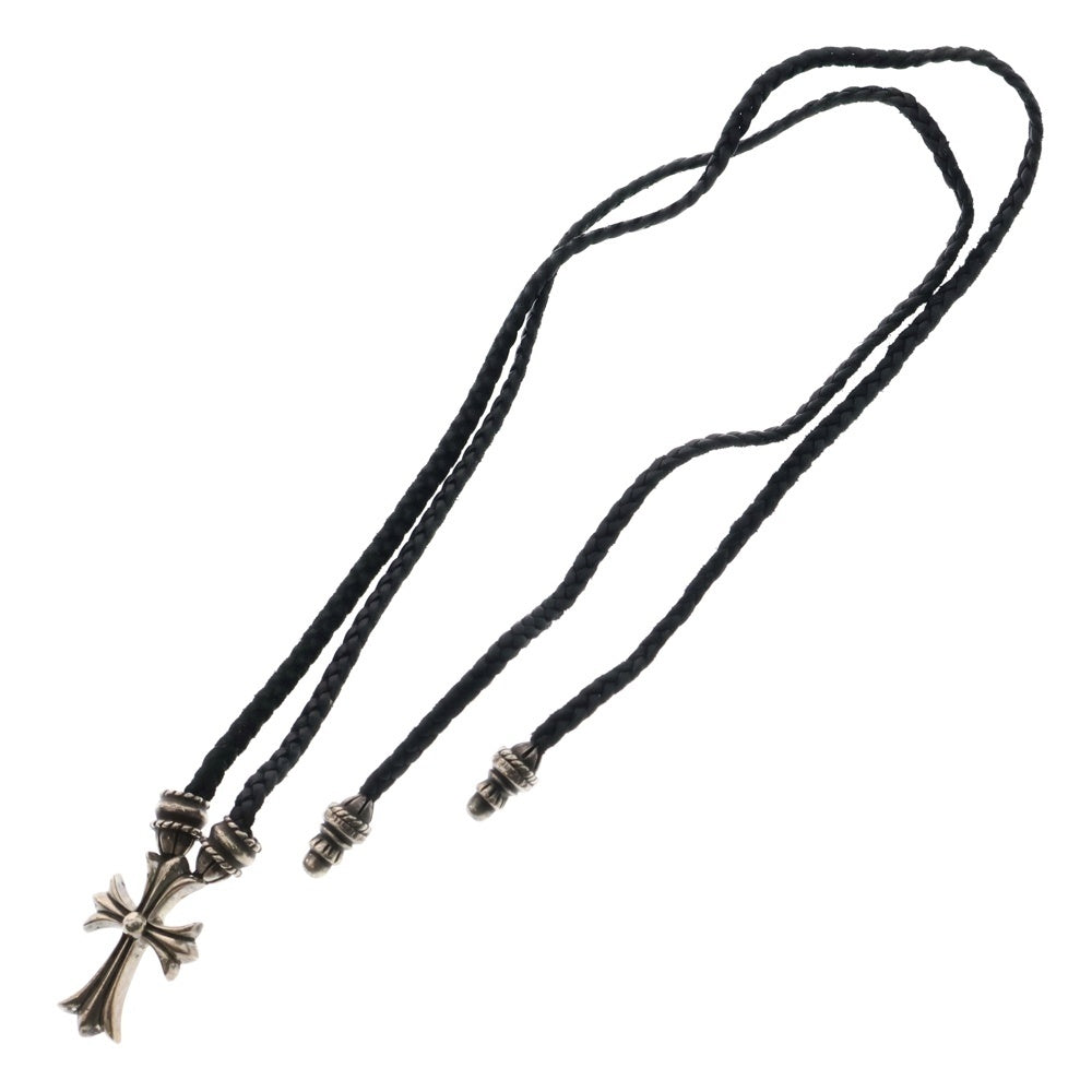 CHROME HEARTS(クロムハーツ) CH CRS SML CL スモールCHクロス クリンプト レザーブレイド ネックレス シルバー/ブラック BCA217