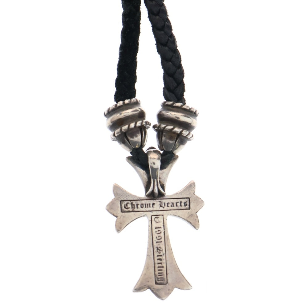 CHROME HEARTS(クロムハーツ) CH CRS SML CL スモールCHクロス クリンプト レザーブレイド ネックレス シルバー/ブラック BCA217