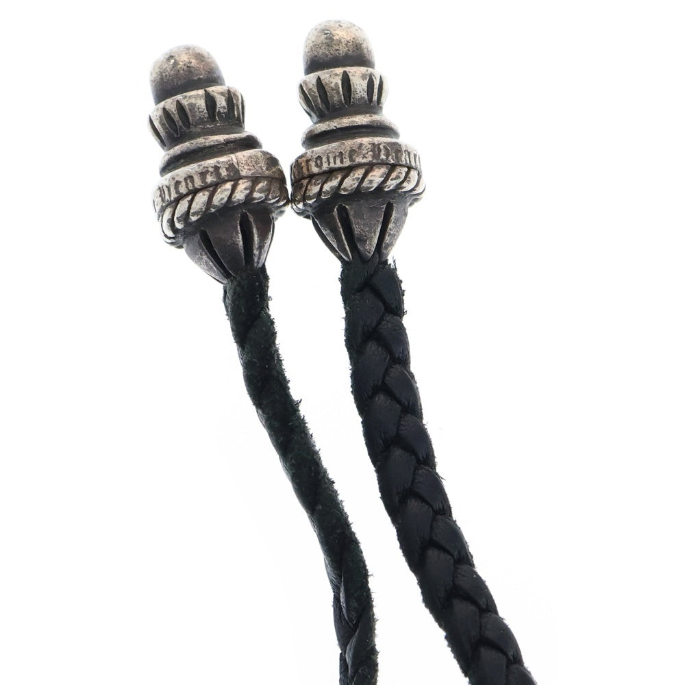 CHROME HEARTS(クロムハーツ) CH CRS SML CL スモールCHクロス クリンプト レザーブレイド ネックレス シルバー/ブラック BCA217