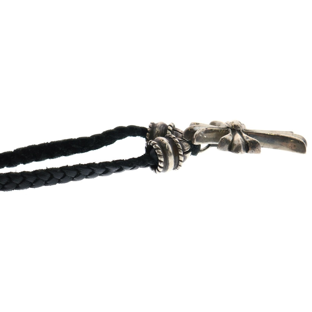CHROME HEARTS(クロムハーツ) CH CRS SML CL スモールCHクロス クリンプト レザーブレイド ネックレス シルバー/ブラック BCA217