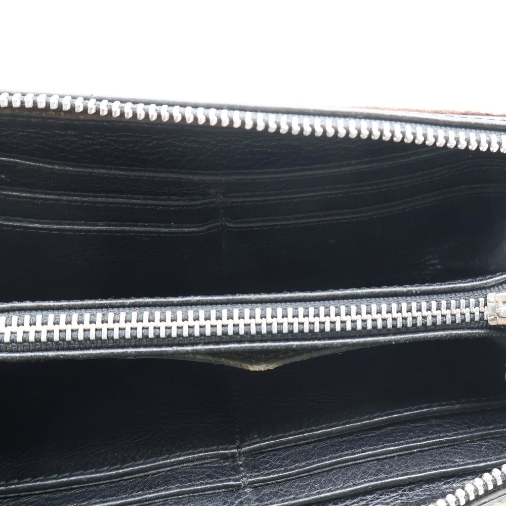 CHROME HEARTS(クロムハーツ) REC F ZIP ゼロピラミッドスタッズコーナー ラウンドジップ ハラコ レザーロングウォレット 財布 ブラウン/ホワイト