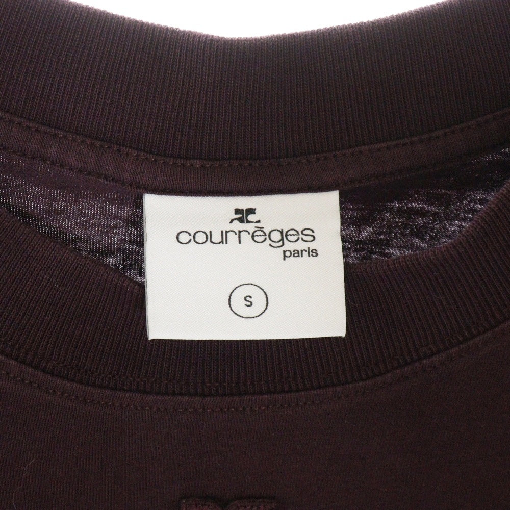 COURREGES(クレージュ) Straight Dry Jersey T-Shirt ロゴパッチ刺繍 半袖Tシャツカットソー 323JTS006JS0071 ボルドー レディース