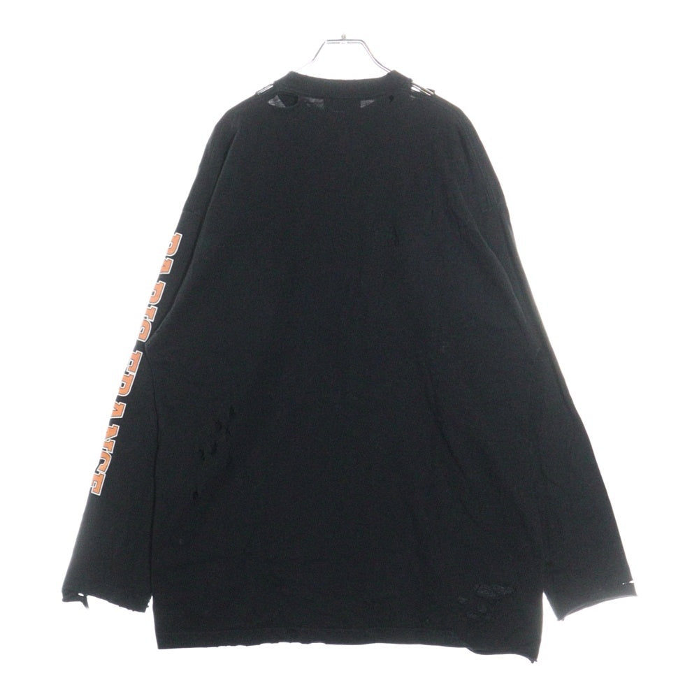 BALENCIAGA(バレンシアガ) MAISON BALENCIAGA ダメージ加工 長袖Tシャツカットソー 681046 ブラック