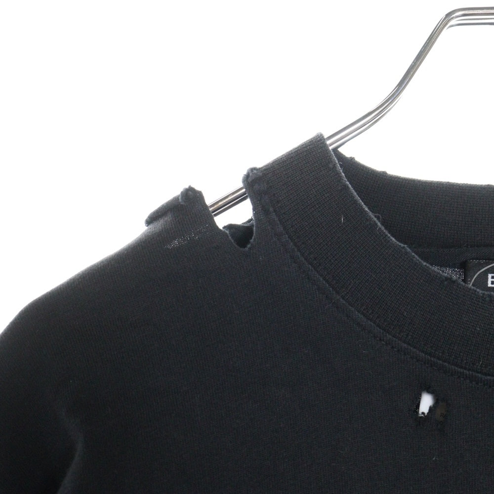 BALENCIAGA(バレンシアガ) MAISON BALENCIAGA ダメージ加工 長袖Tシャツカットソー 681046 ブラック
