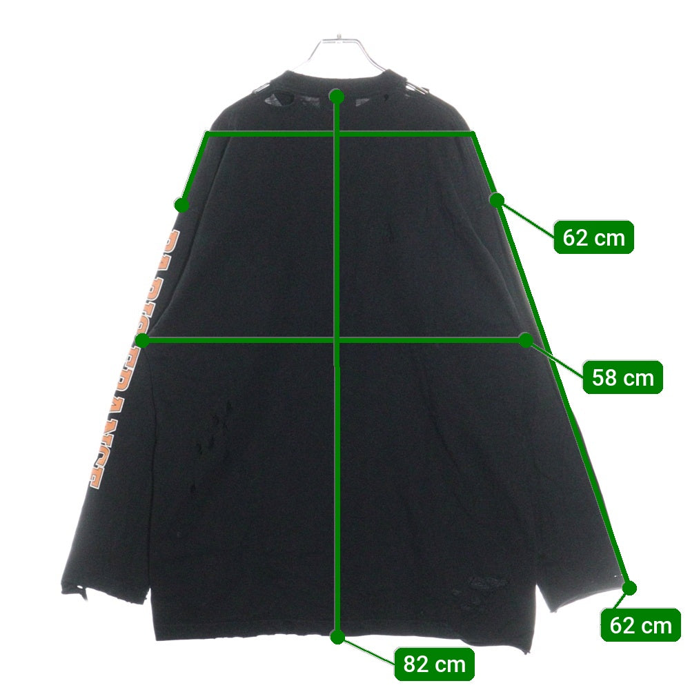 BALENCIAGA(バレンシアガ) MAISON BALENCIAGA ダメージ加工 長袖Tシャツカットソー 681046 ブラック