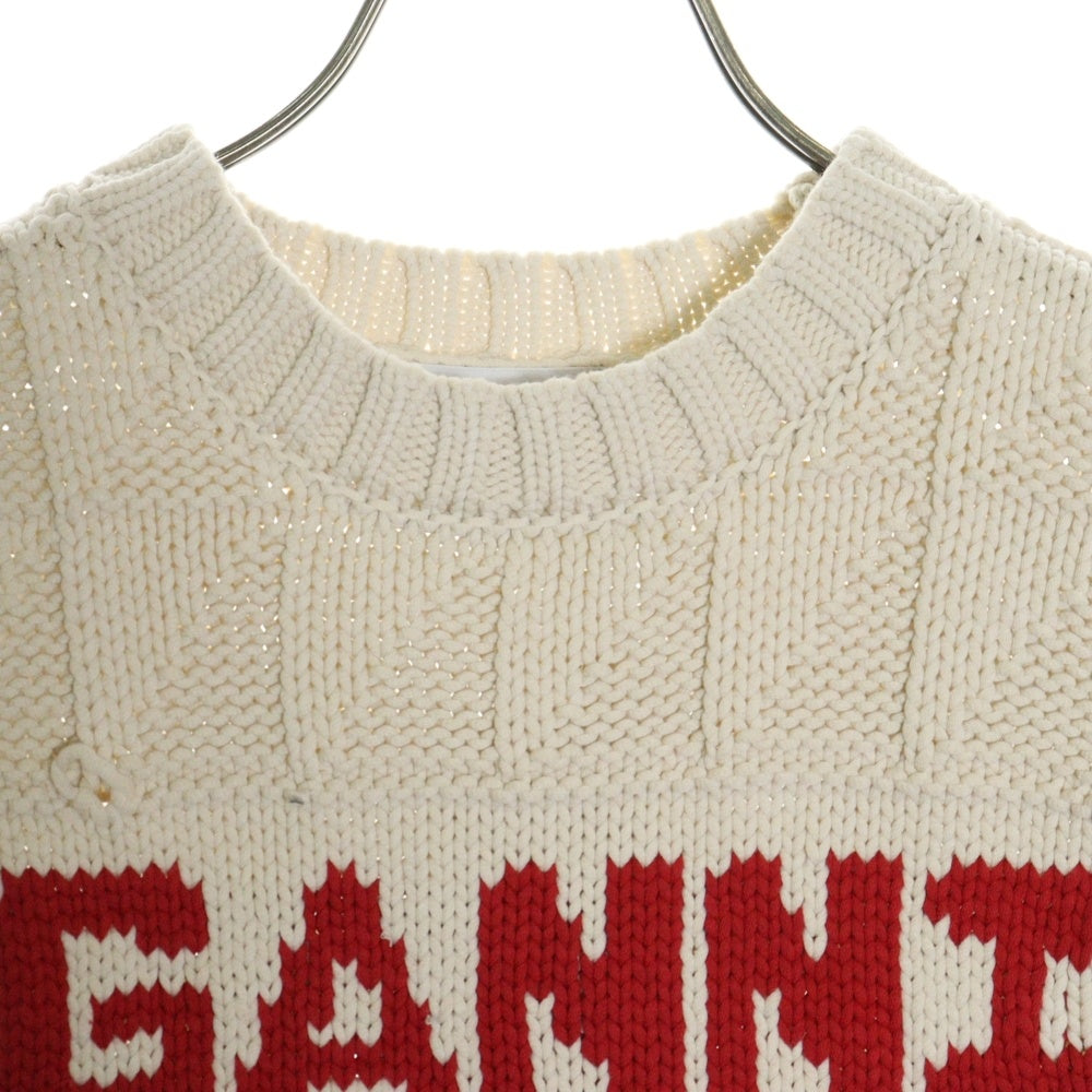 GANNI(ガニー) フロントロゴプリント ニットベスト アイボリー/レッド レディース BB.D 2589