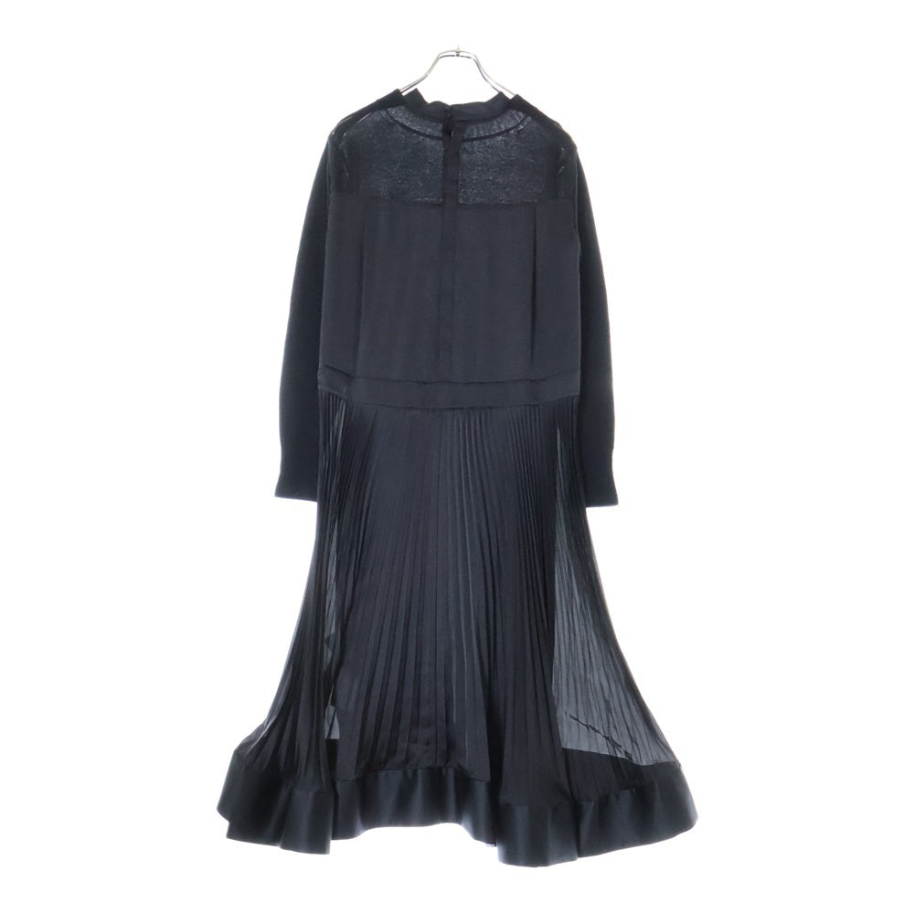 Sacai(サカイ) 23AW ドッキング ウールニット プリーツスカート ワンピース レディース 23-06820 ブラック