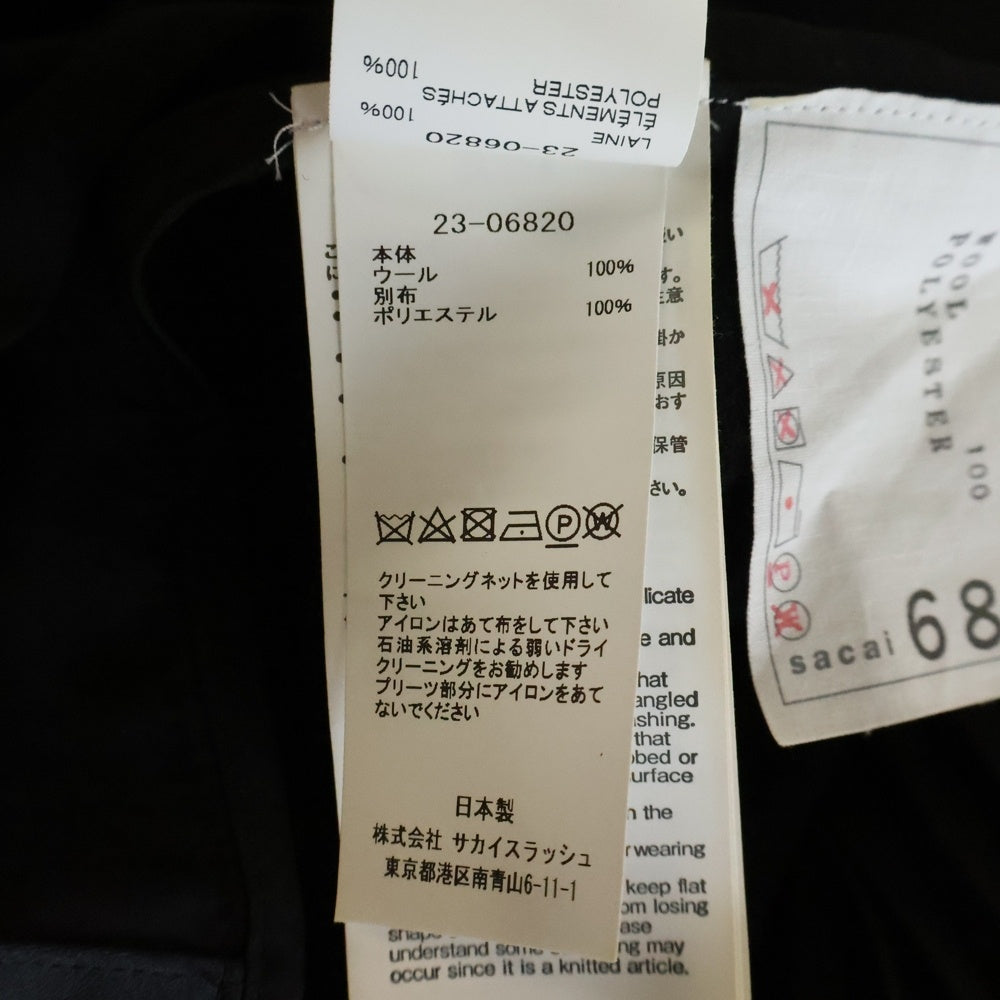 Sacai(サカイ) 23AW ドッキング ウールニット プリーツスカート ワンピース レディース 23-06820 ブラック