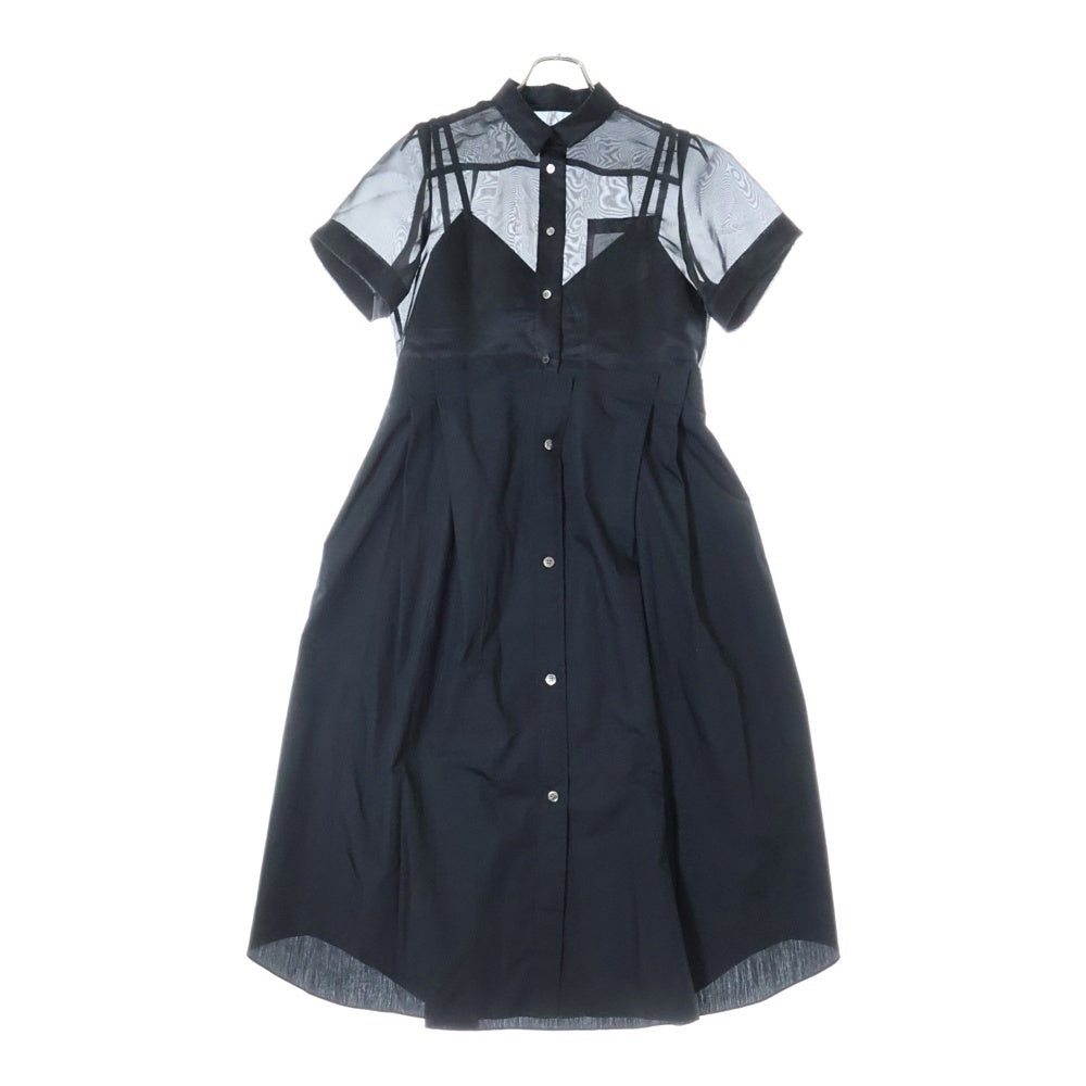 Sacai(サカイ) 21SS シースルーシャツ ドッキング ワンピース 21-05566 レディース ブラック