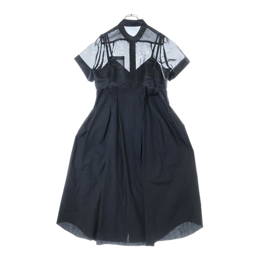 Sacai(サカイ) 21SS シースルーシャツ ドッキング ワンピース 21-05566 レディース ブラック