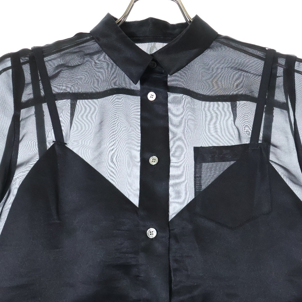 Sacai(サカイ) 21SS シースルーシャツ ドッキング ワンピース 21-05566 レディース ブラック