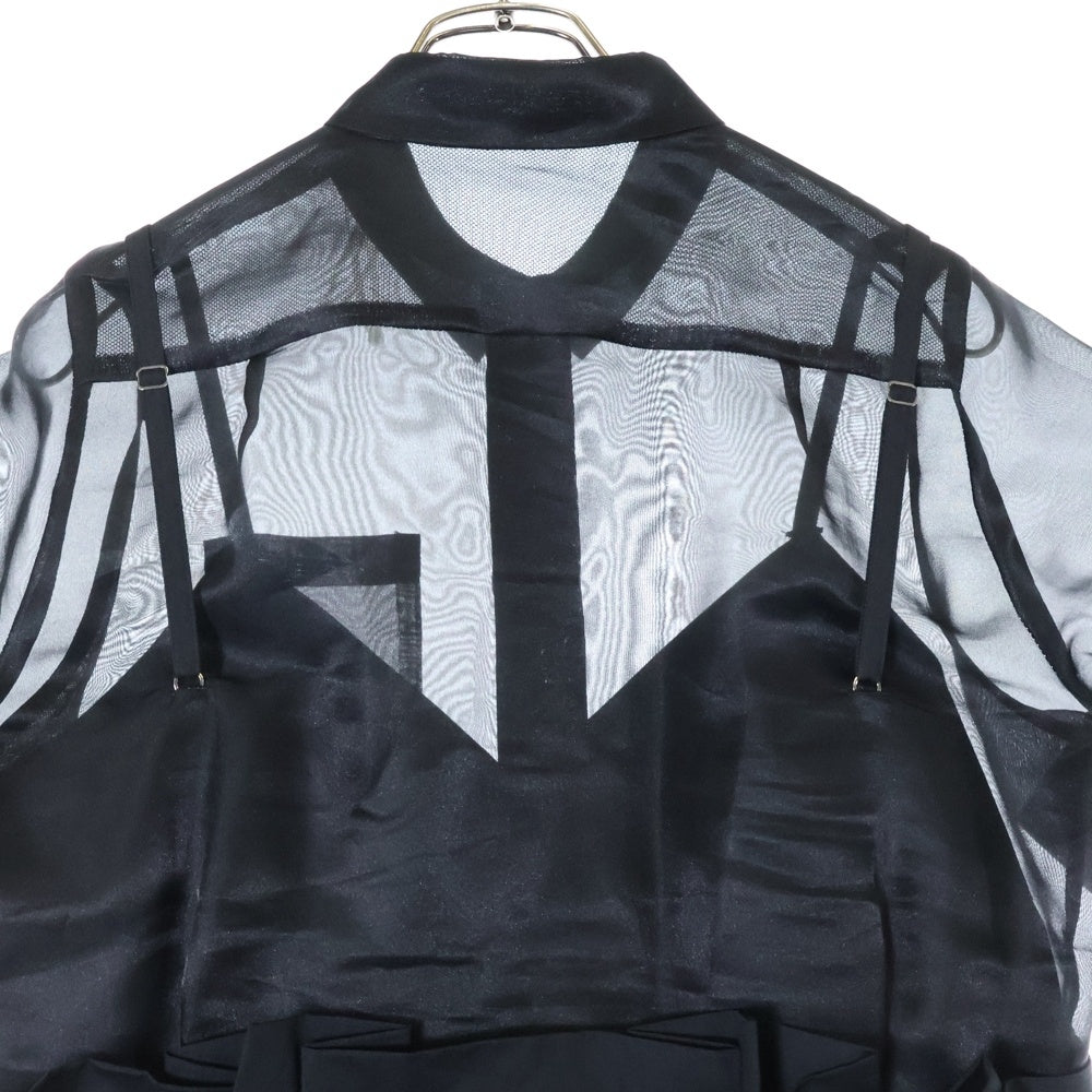 Sacai(サカイ) 21SS シースルーシャツ ドッキング ワンピース 21-05566 レディース ブラック