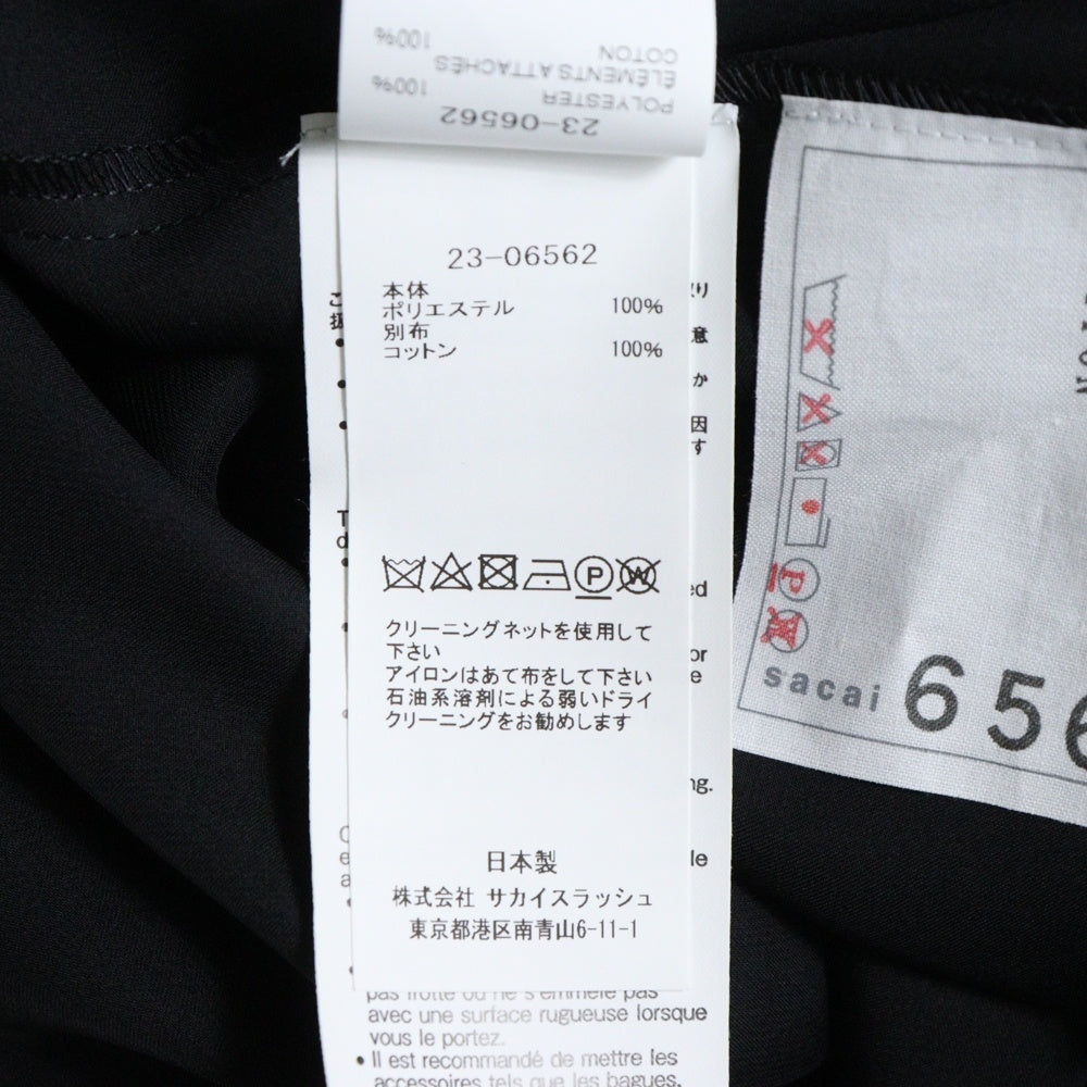 Sacai(サカイ) 23SS Cotton Jersey Dress 23-06562 コットン ノースリーブワンピース レディース ブラック