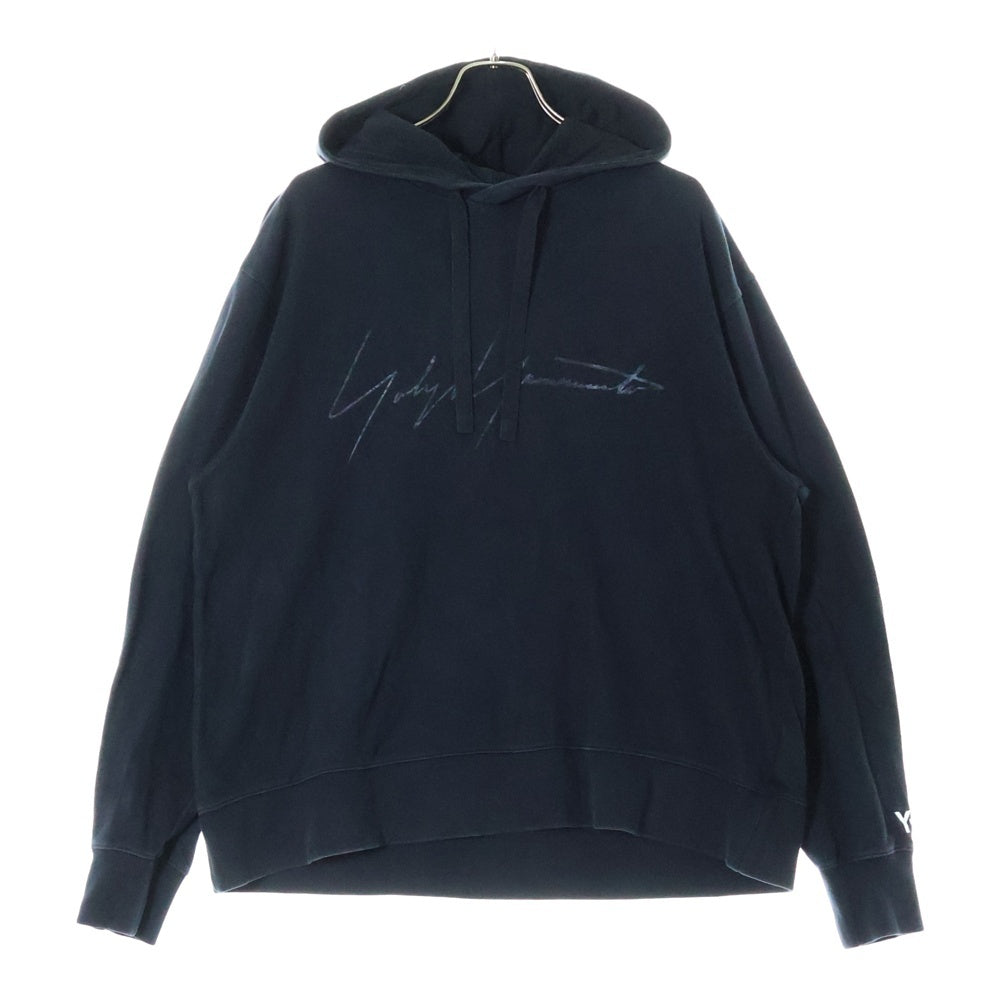 Y-3(ワイスリー) 20SS Signature Hoodie フロント シグネイチャー ロゴプリント プルオーバーパーカー ブラック