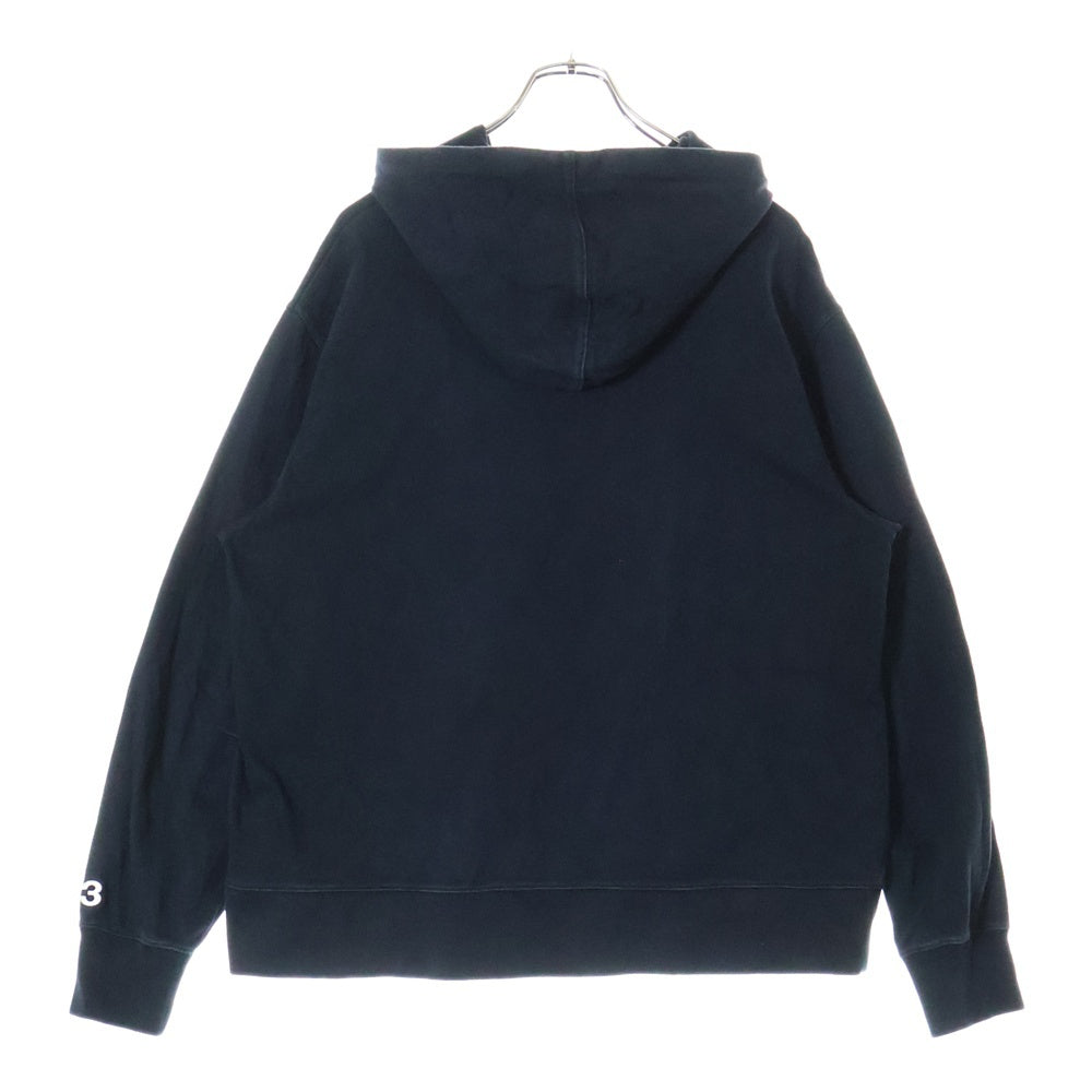 Y-3(ワイスリー) 20SS Signature Hoodie フロント シグネイチャー ロゴプリント プルオーバーパーカー ブラック