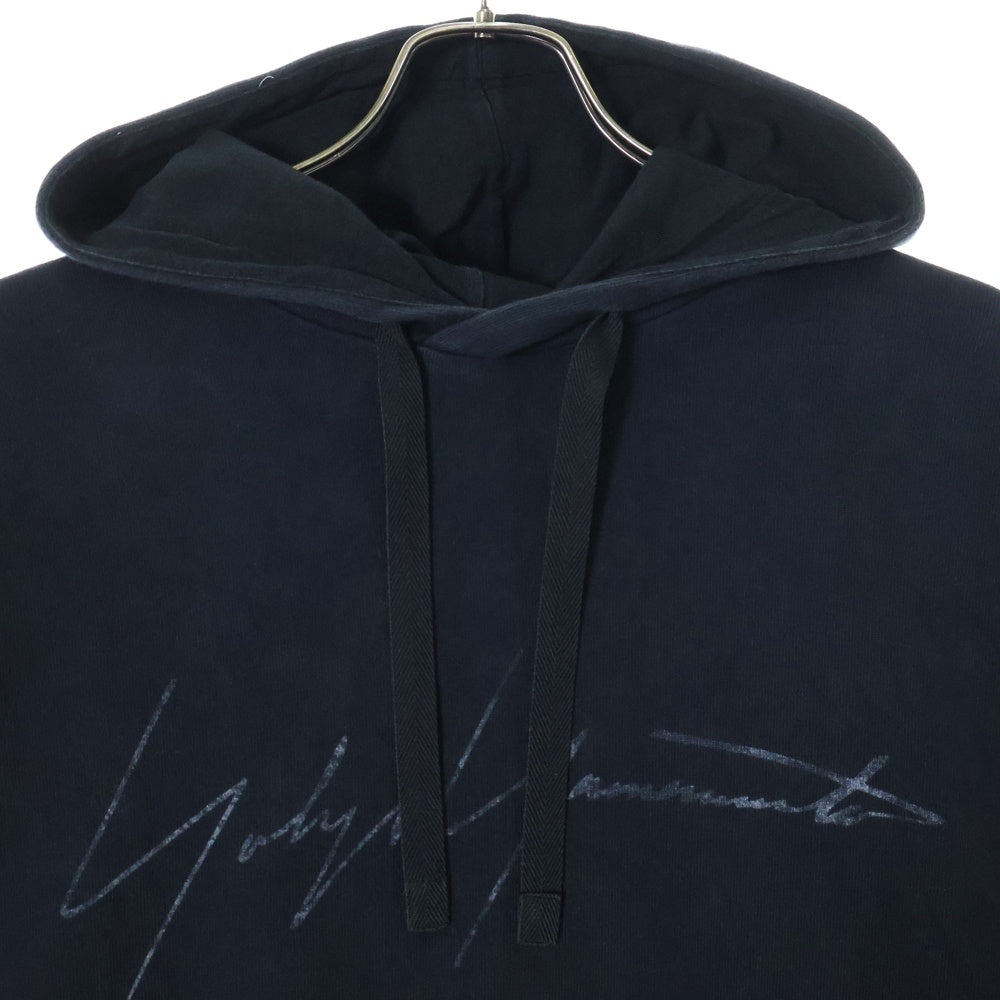 Y-3(ワイスリー) 20SS Signature Hoodie フロント シグネイチャー ロゴプリント プルオーバーパーカー ブラック