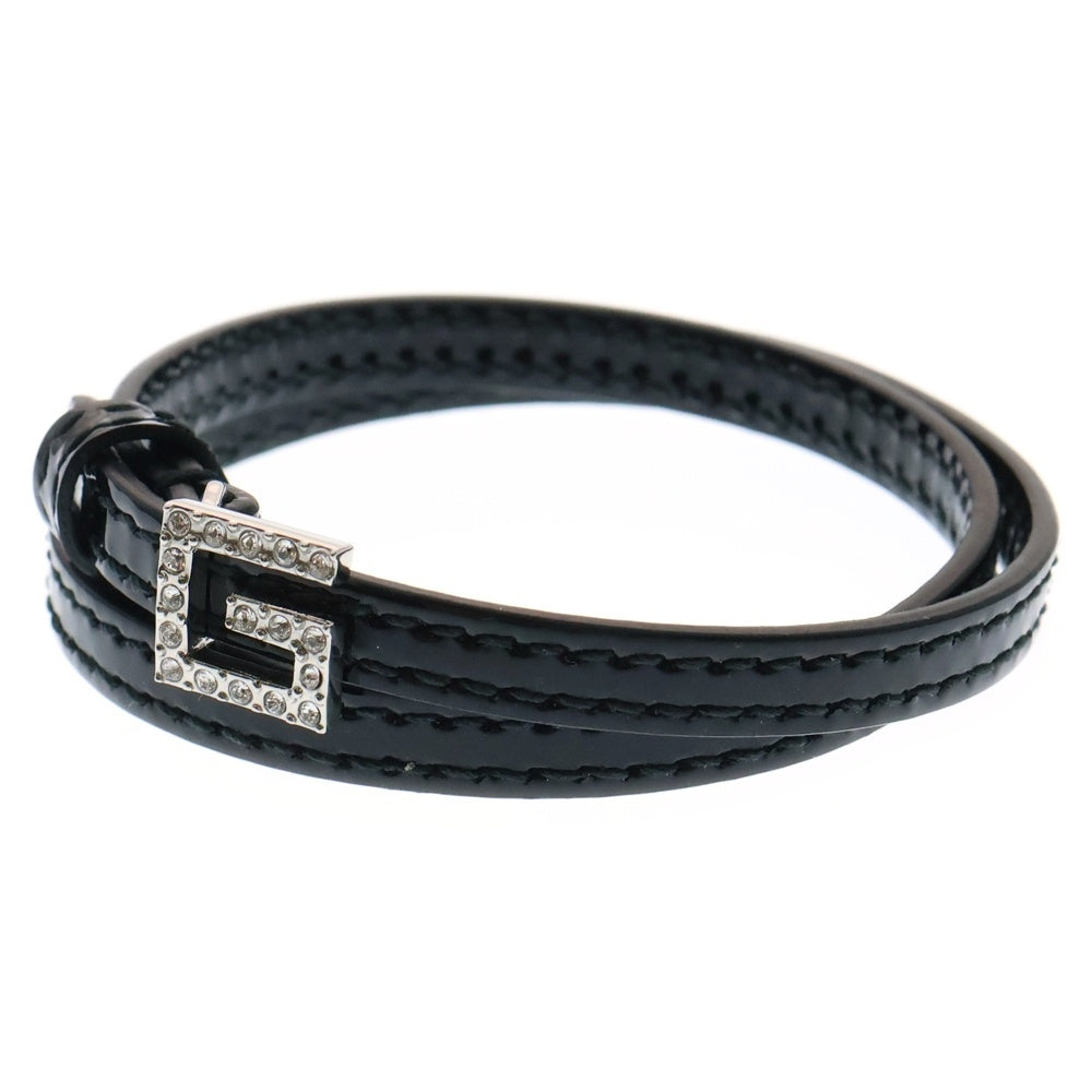 GUCCI(グッチ) ラインストーン スクエアGロゴ ブレスレット ブラック