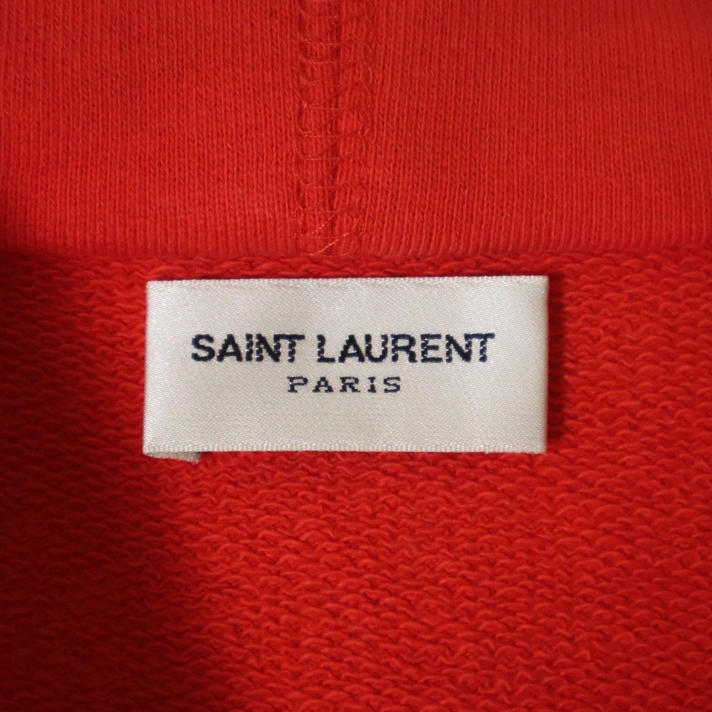 SAINT LAURENT PARIS(サンローランパリ) フロントSLロゴ刺繍 フーデッドスウェットパーカー フーディ レッド 504361