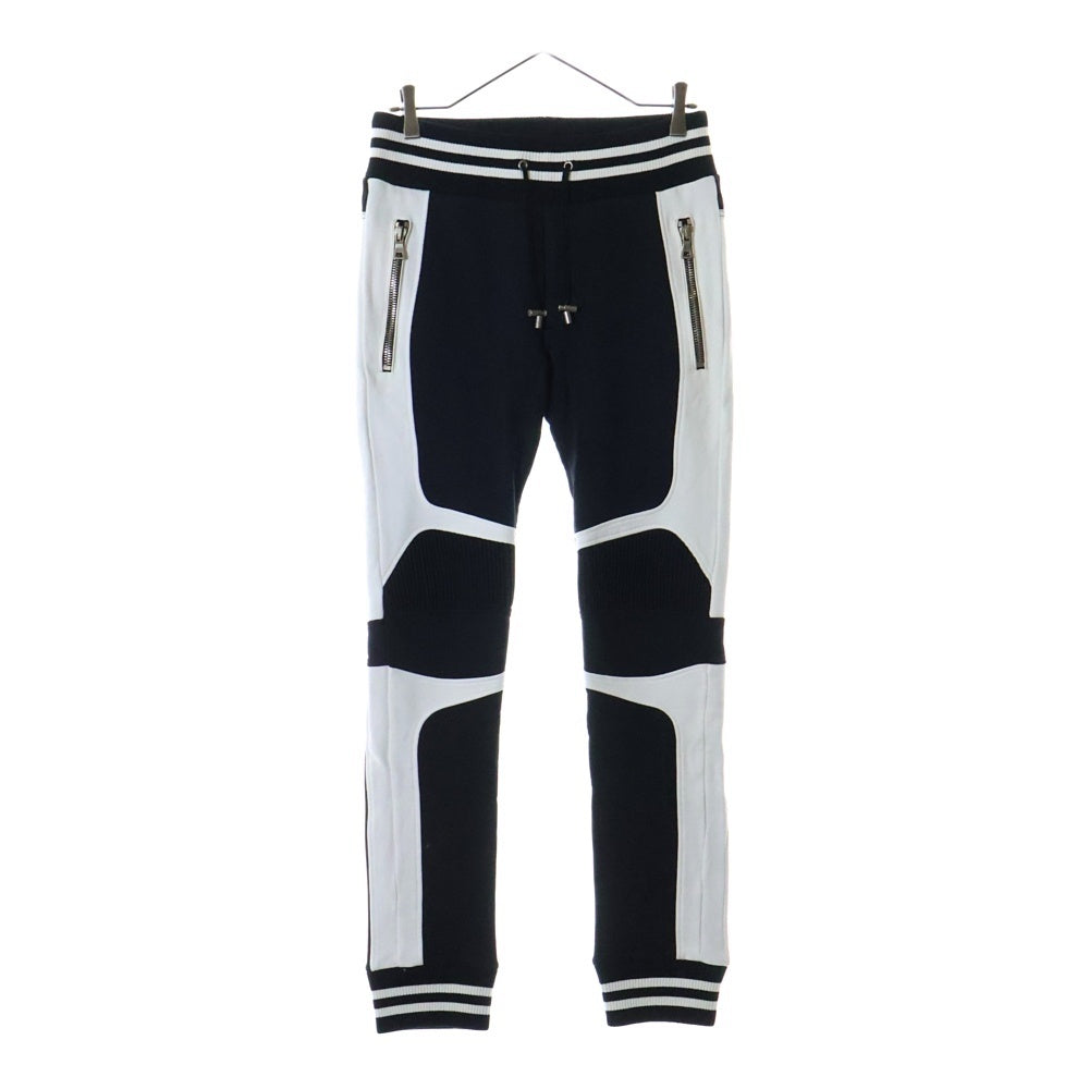 BALMAIN(バルマン) バイカー スウェットロングパンツ ブラック/ホワイト S8H5170J152