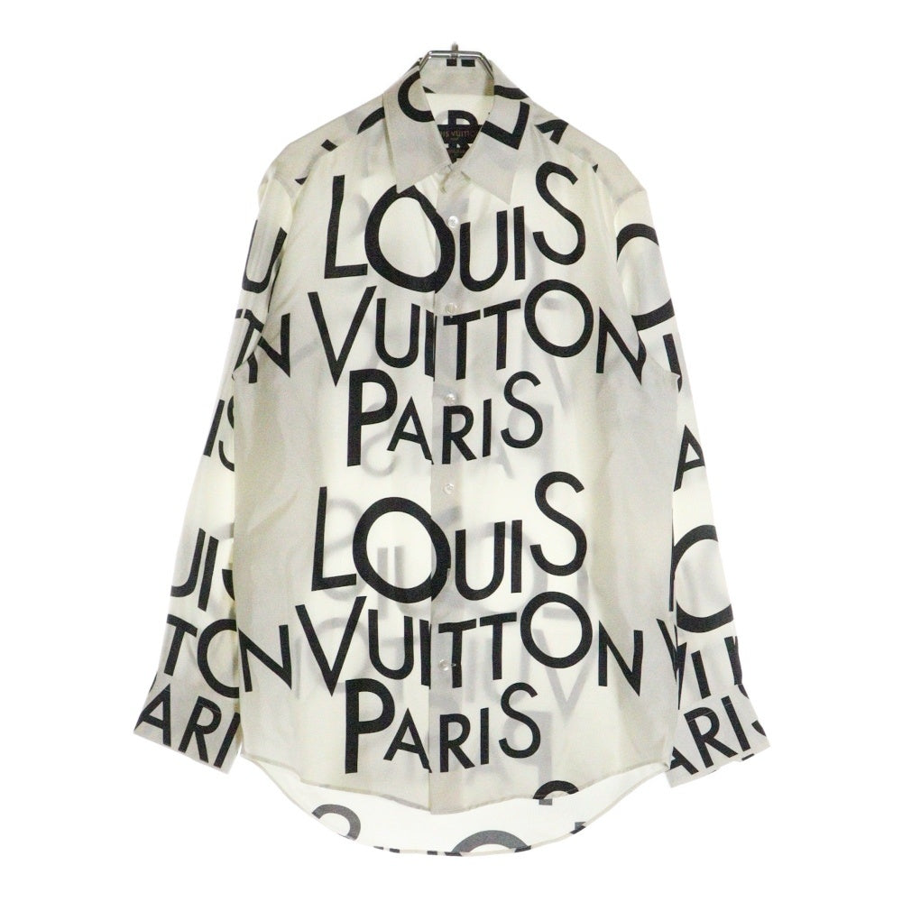LOUIS VUITTON(ルイヴィトン) 19SS ロゴ総柄デザイン シルク長袖シャツ ホワイト RM191M JHR HGS08W