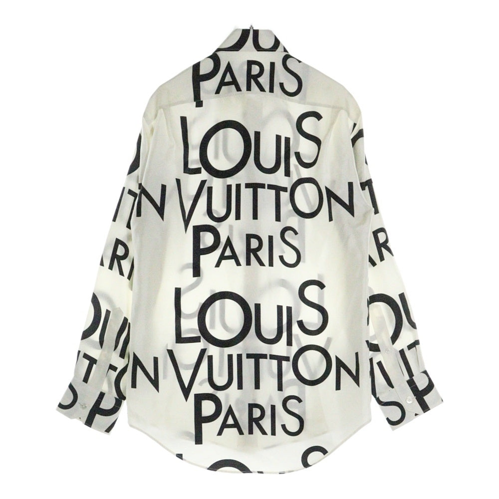 LOUIS VUITTON(ルイヴィトン) 19SS ロゴ総柄デザイン シルク長袖シャツ ホワイト RM191M JHR HGS08W