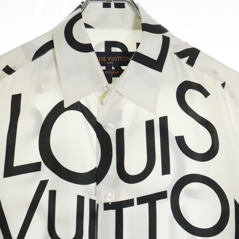 LOUIS VUITTON(ルイヴィトン) 19SS ロゴ総柄デザイン シルク長袖シャツ ホワイト RM191M JHR HGS08W
