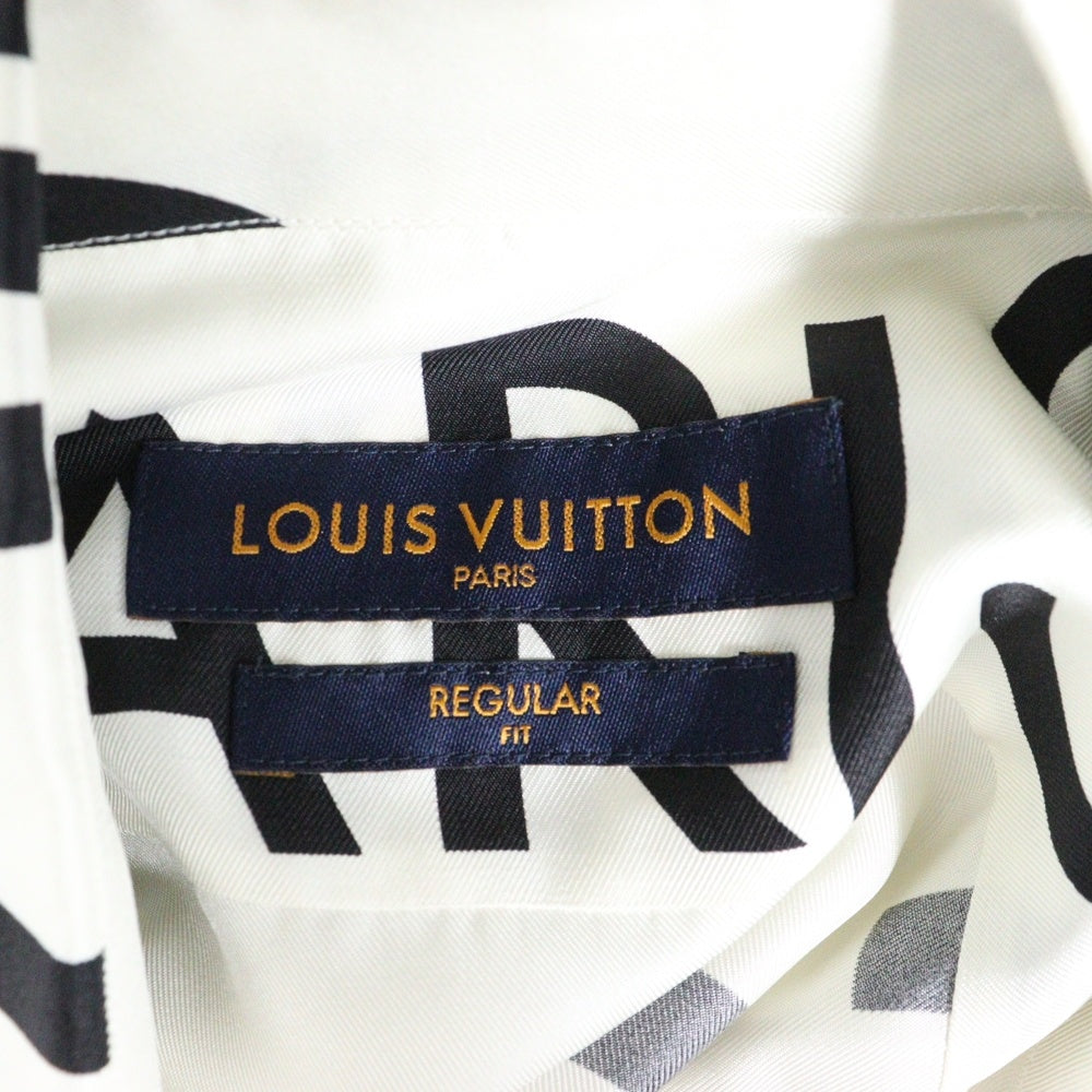 LOUIS VUITTON(ルイヴィトン) 19SS ロゴ総柄デザイン シルク長袖シャツ ホワイト RM191M JHR HGS08W