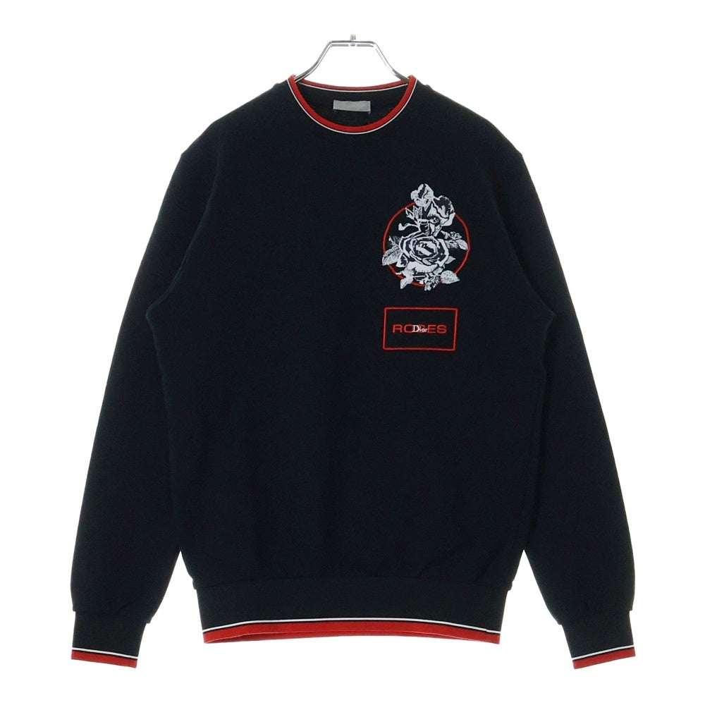 Dior HOMME(ディオールオム) ロゴ ROSEエンブロイダリー 長袖 スウェットトレーナー ブラック 733J613M0500