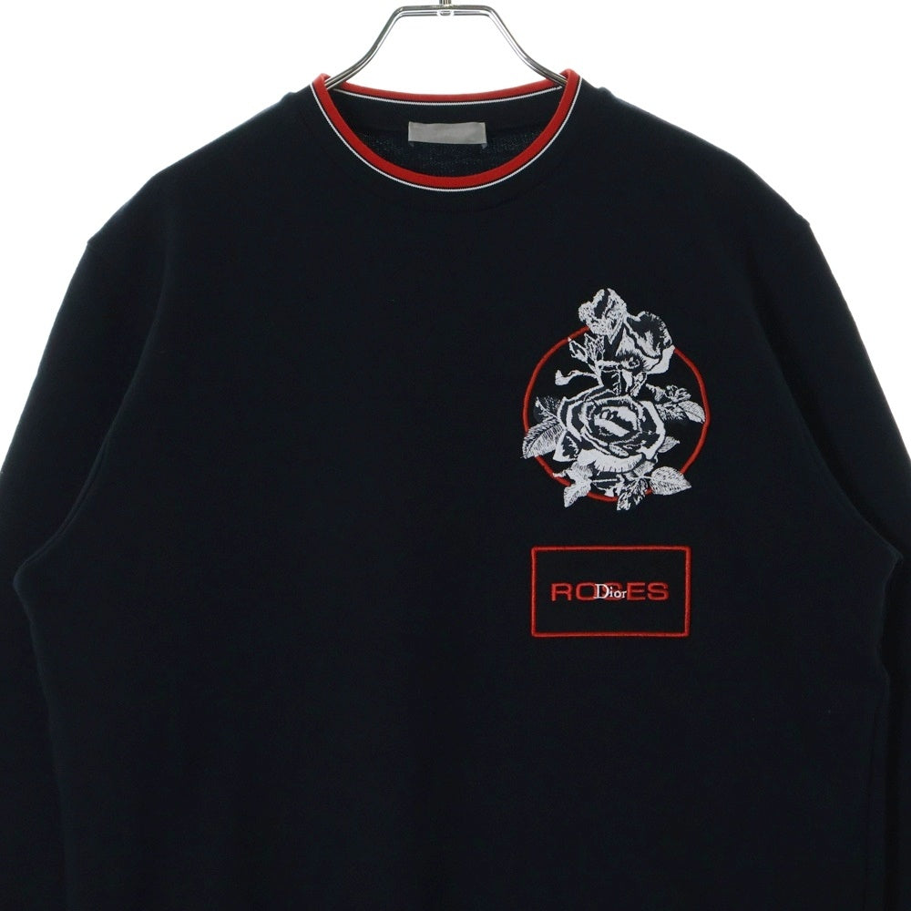 Dior HOMME(ディオールオム) ロゴ ROSEエンブロイダリー 長袖 スウェットトレーナー ブラック 733J613M0500