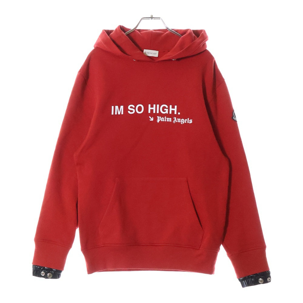 MONCLER GENIUS(モンクレール ジーニアス) ×Palm Angels フロントロゴプリント 長袖 フーデッドスウェットパーカー フーディ レッド D20968203051