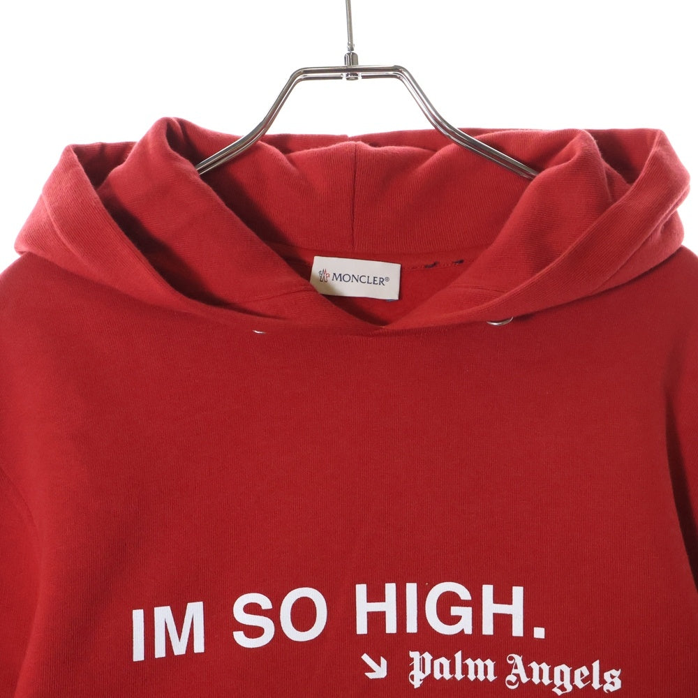 MONCLER GENIUS(モンクレール ジーニアス) ×Palm Angels フロントロゴプリント 長袖 フーデッドスウェットパーカー フーディ レッド D20968203051