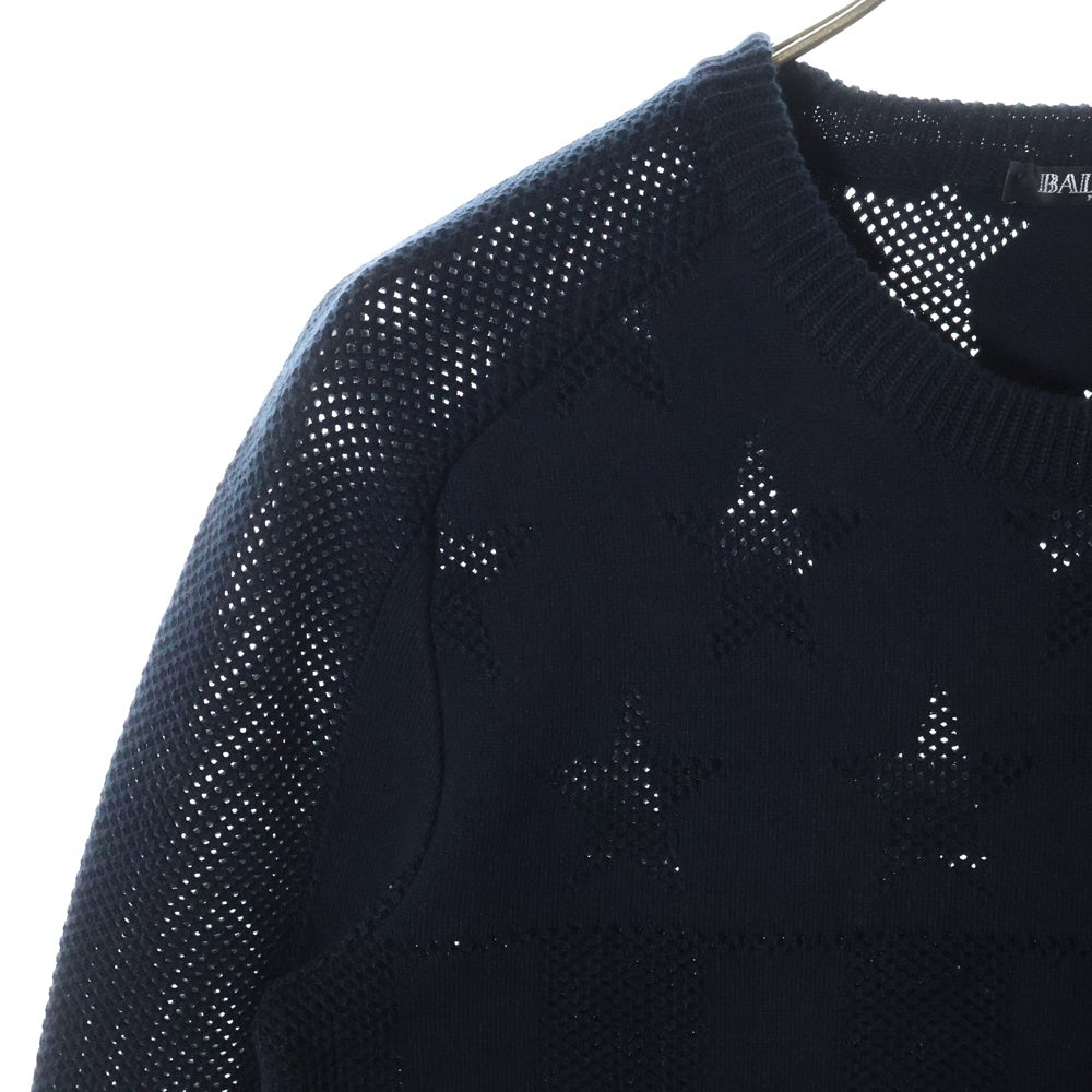 BALMAIN(バルマン) ジップデザイン スター柄 長袖ニットセーター ブラック S8H6160M205
