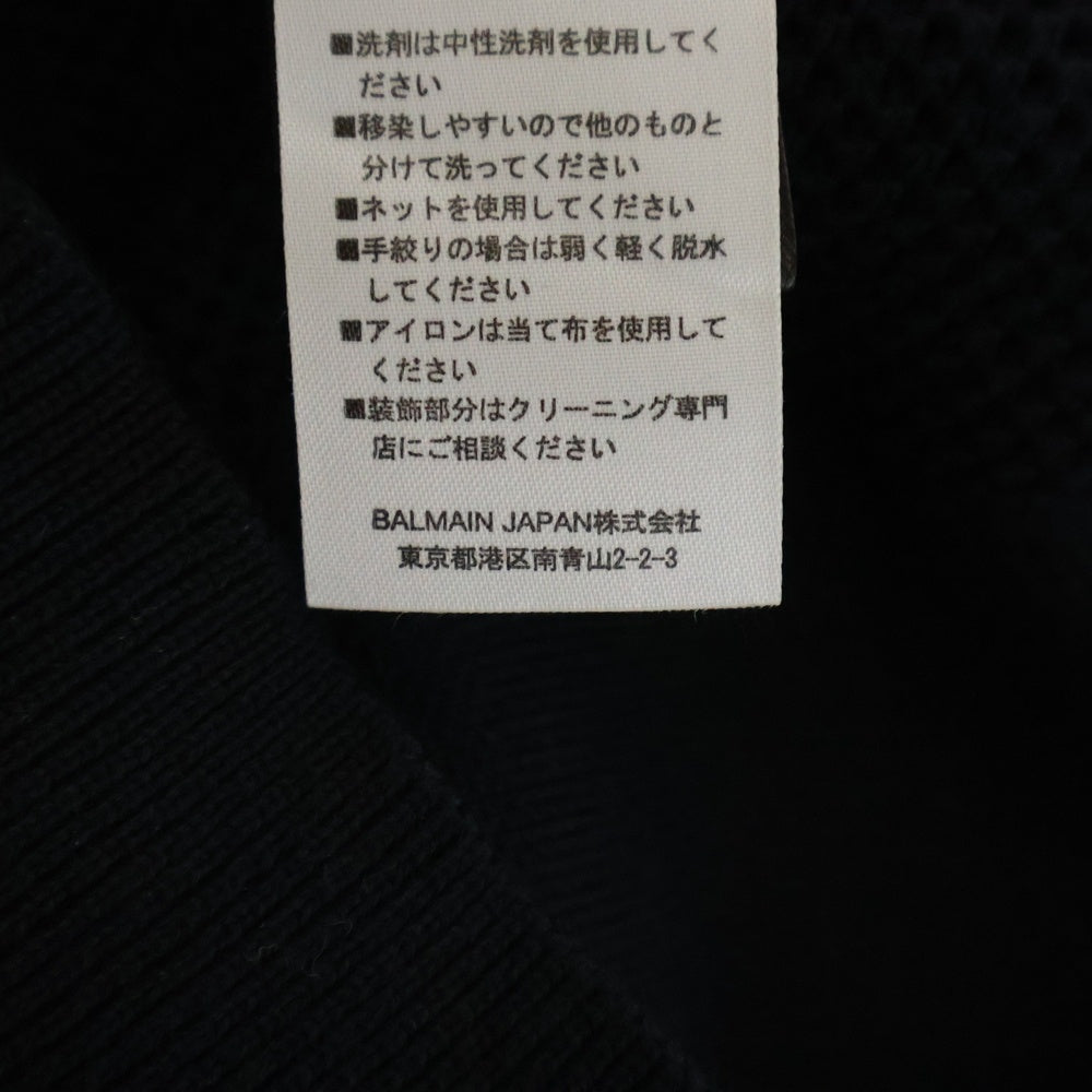BALMAIN(バルマン) ジップデザイン スター柄 長袖ニットセーター ブラック S8H6160M205