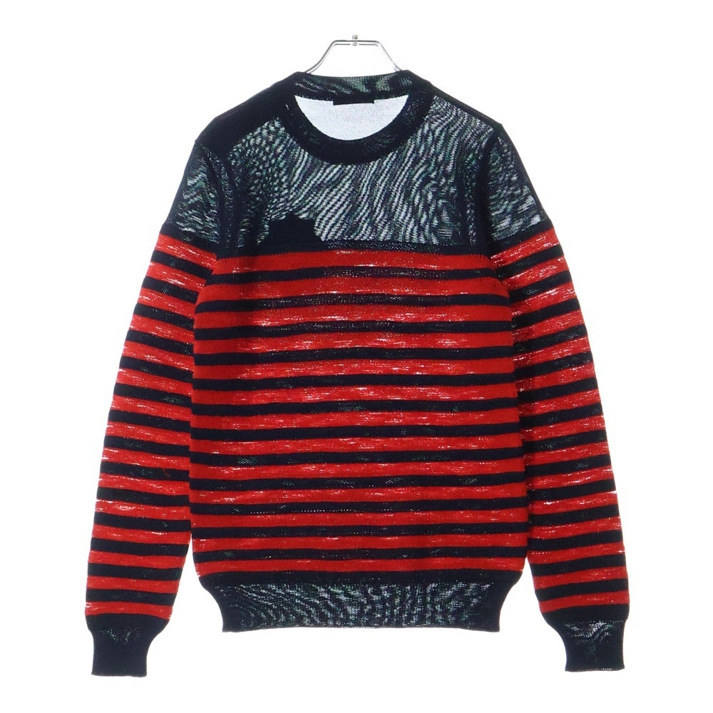 BALMAIN(バルマン) フロントパッチ付 長袖ボーダーニットセーター S8H6654M206B