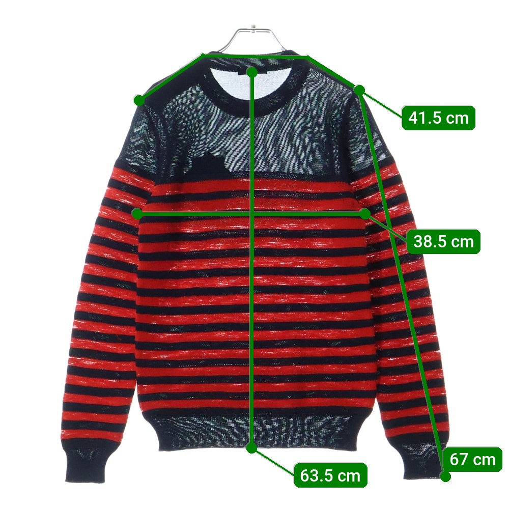 BALMAIN(バルマン) フロントパッチ付 長袖ボーダーニットセーター S8H6654M206B