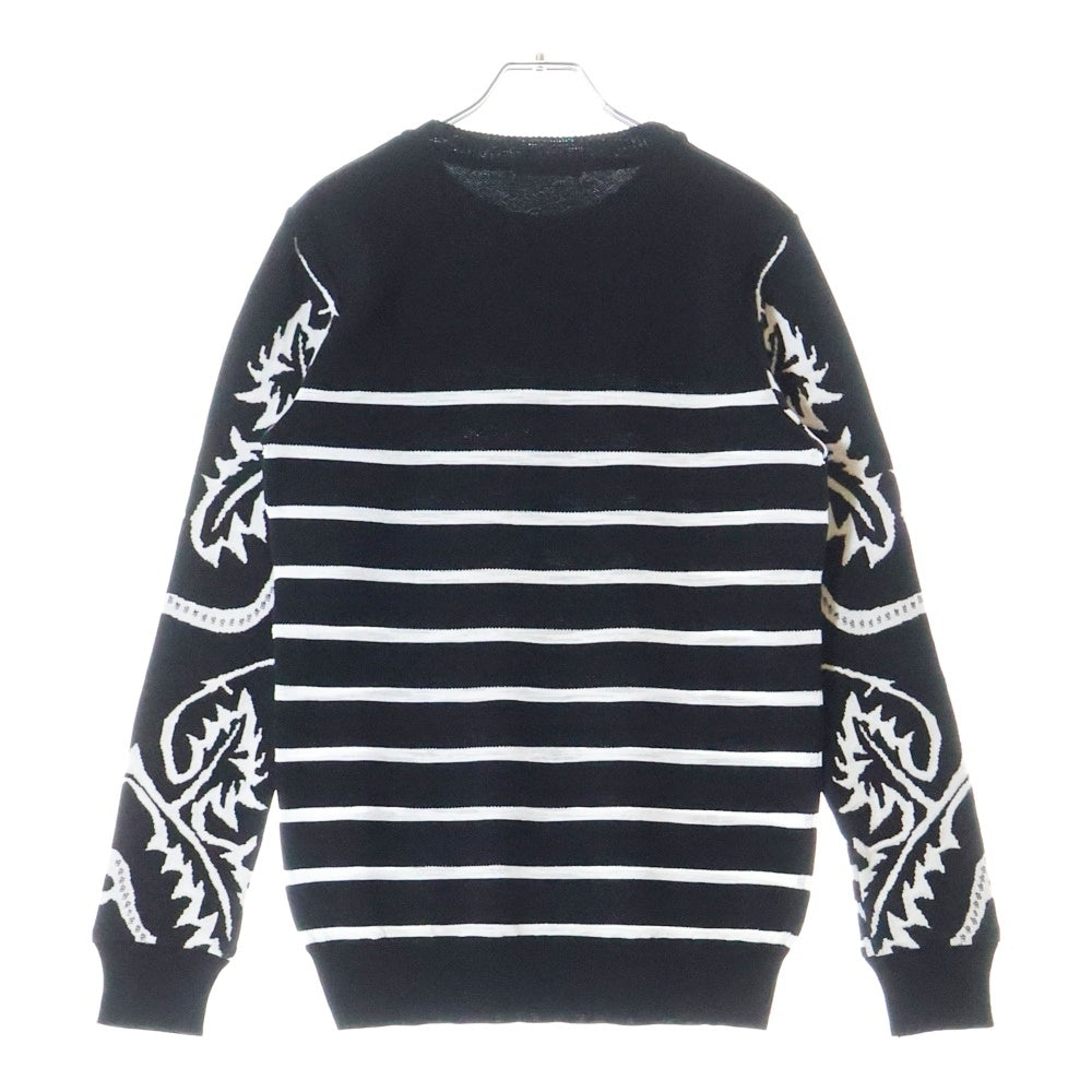BALMAIN(バルマン) ショルダーボタン ボーダー 長袖ニットセーター ブラック/ホワイト S8H6176M209