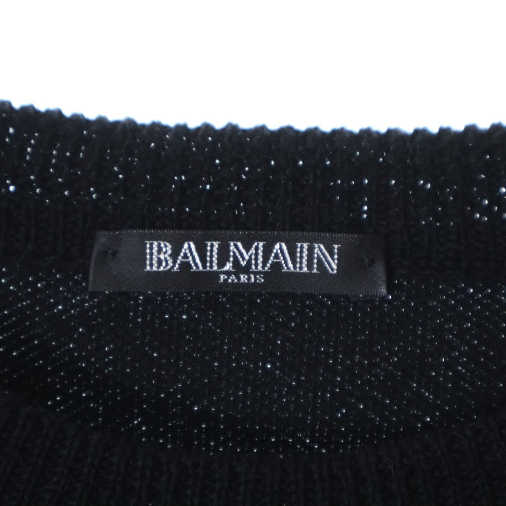 BALMAIN(バルマン) ショルダーボタン ボーダー 長袖ニットセーター ブラック/ホワイト S8H6176M209